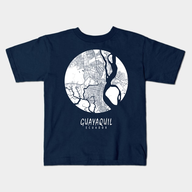 Guayaquil, Ecuador City Map - Full Moon Kids T-Shirt by deMAP Studio